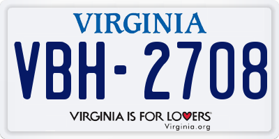 VA license plate VBH2708