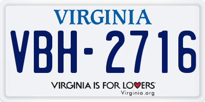VA license plate VBH2716