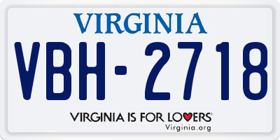 VA license plate VBH2718