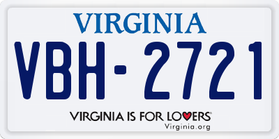 VA license plate VBH2721