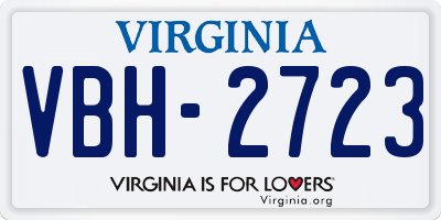 VA license plate VBH2723