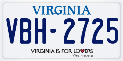 VA license plate VBH2725