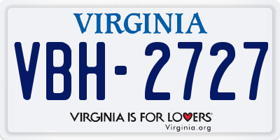 VA license plate VBH2727
