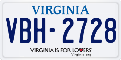 VA license plate VBH2728