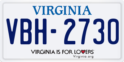 VA license plate VBH2730