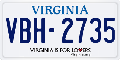 VA license plate VBH2735