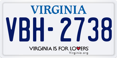 VA license plate VBH2738