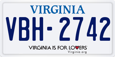 VA license plate VBH2742