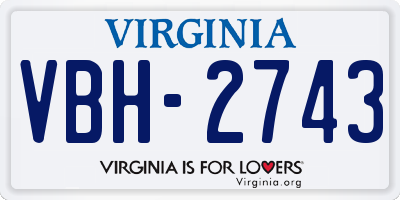 VA license plate VBH2743