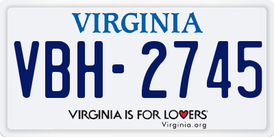 VA license plate VBH2745