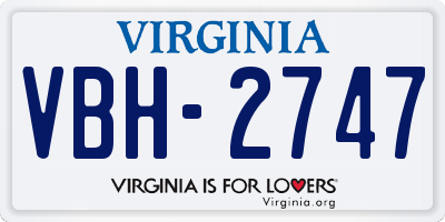 VA license plate VBH2747