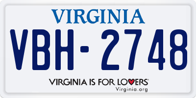 VA license plate VBH2748