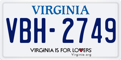 VA license plate VBH2749