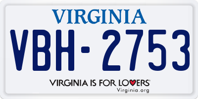 VA license plate VBH2753
