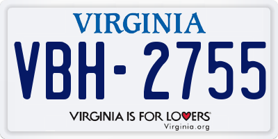 VA license plate VBH2755