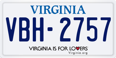 VA license plate VBH2757