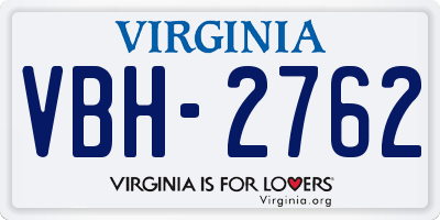 VA license plate VBH2762