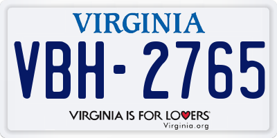 VA license plate VBH2765