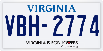VA license plate VBH2774