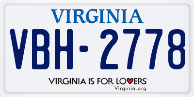 VA license plate VBH2778