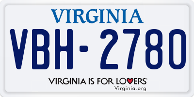 VA license plate VBH2780