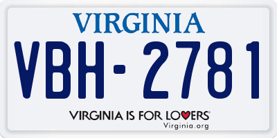 VA license plate VBH2781
