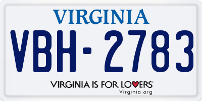 VA license plate VBH2783