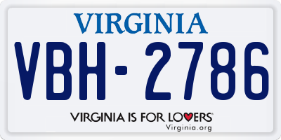 VA license plate VBH2786