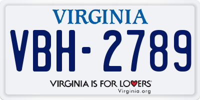 VA license plate VBH2789