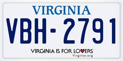 VA license plate VBH2791