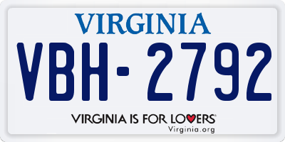 VA license plate VBH2792