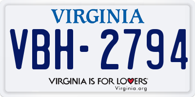 VA license plate VBH2794