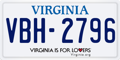 VA license plate VBH2796