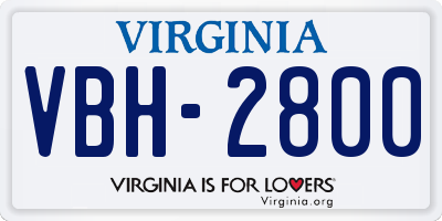 VA license plate VBH2800
