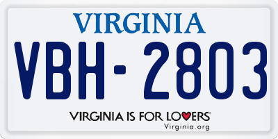 VA license plate VBH2803