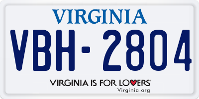 VA license plate VBH2804