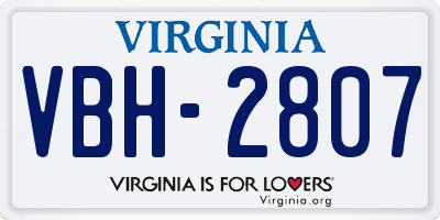 VA license plate VBH2807