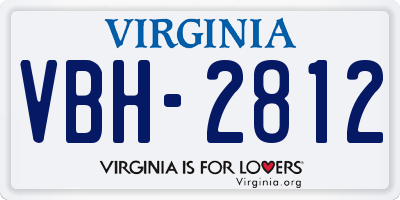 VA license plate VBH2812