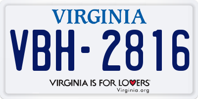 VA license plate VBH2816