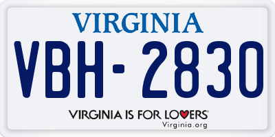 VA license plate VBH2830