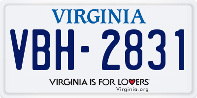 VA license plate VBH2831