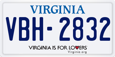VA license plate VBH2832