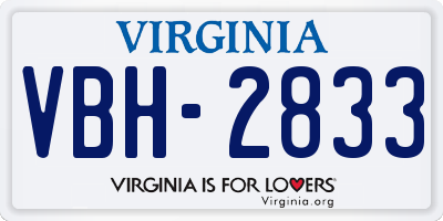 VA license plate VBH2833