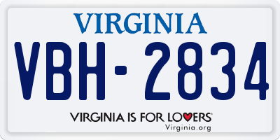 VA license plate VBH2834