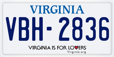 VA license plate VBH2836