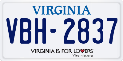 VA license plate VBH2837