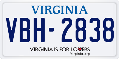 VA license plate VBH2838