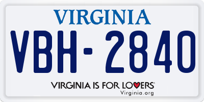 VA license plate VBH2840
