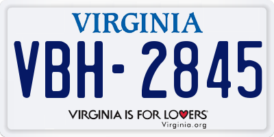 VA license plate VBH2845