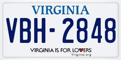 VA license plate VBH2848